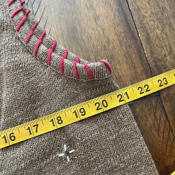 VINTAGE Tiara International Sweater Vest Womens Large Zip Reindeer Ugly Xmas 00s - Picture 8 of 10